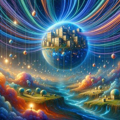 The primary subject of the image is a large, colorful, and intricately designed globe, which is the main focus of the scene. The globe is surrounded by a variety of colorful balls, creating a vibrant and lively atmosphere. The setting is a space with a backdrop of a city, adding a sense of depth and dimension to the image. The visual style is a combination of digital art and illustration, with the globe and balls appearing to be hand-drawn while maintaining a modern and artistic touch. The colors and mood of the image are predominantly bright and cheerful, with the colorful balls and the cityscape creating a sense of wonder and excitement.